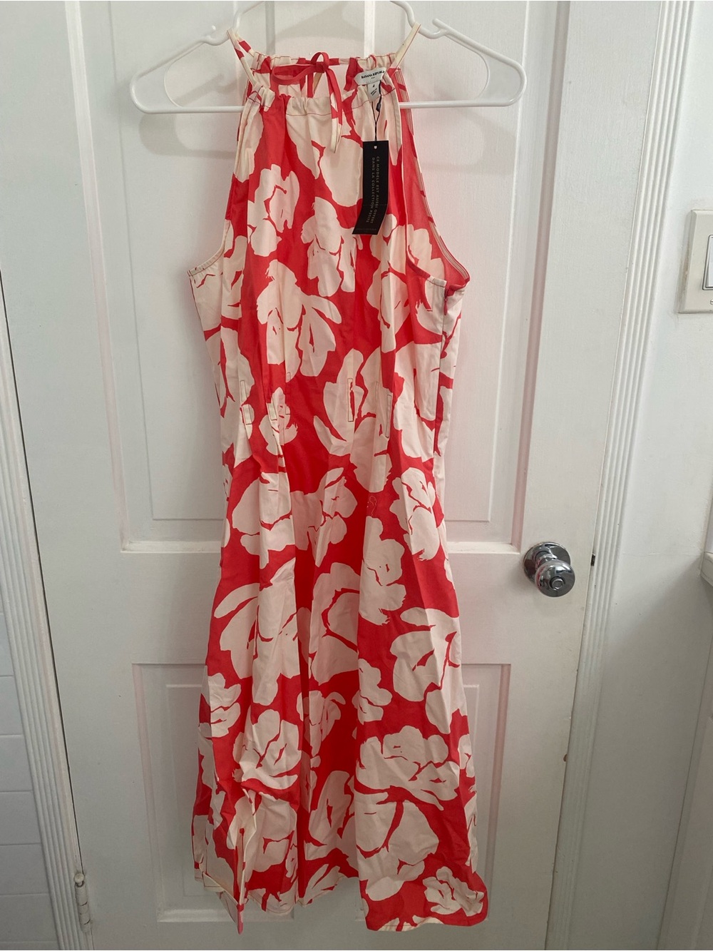 Banana Republic Red and Cream Floral Maxi Dress